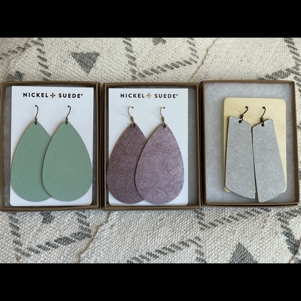 Nickel and Suede earring bundle, Medium teardrops and OS gems